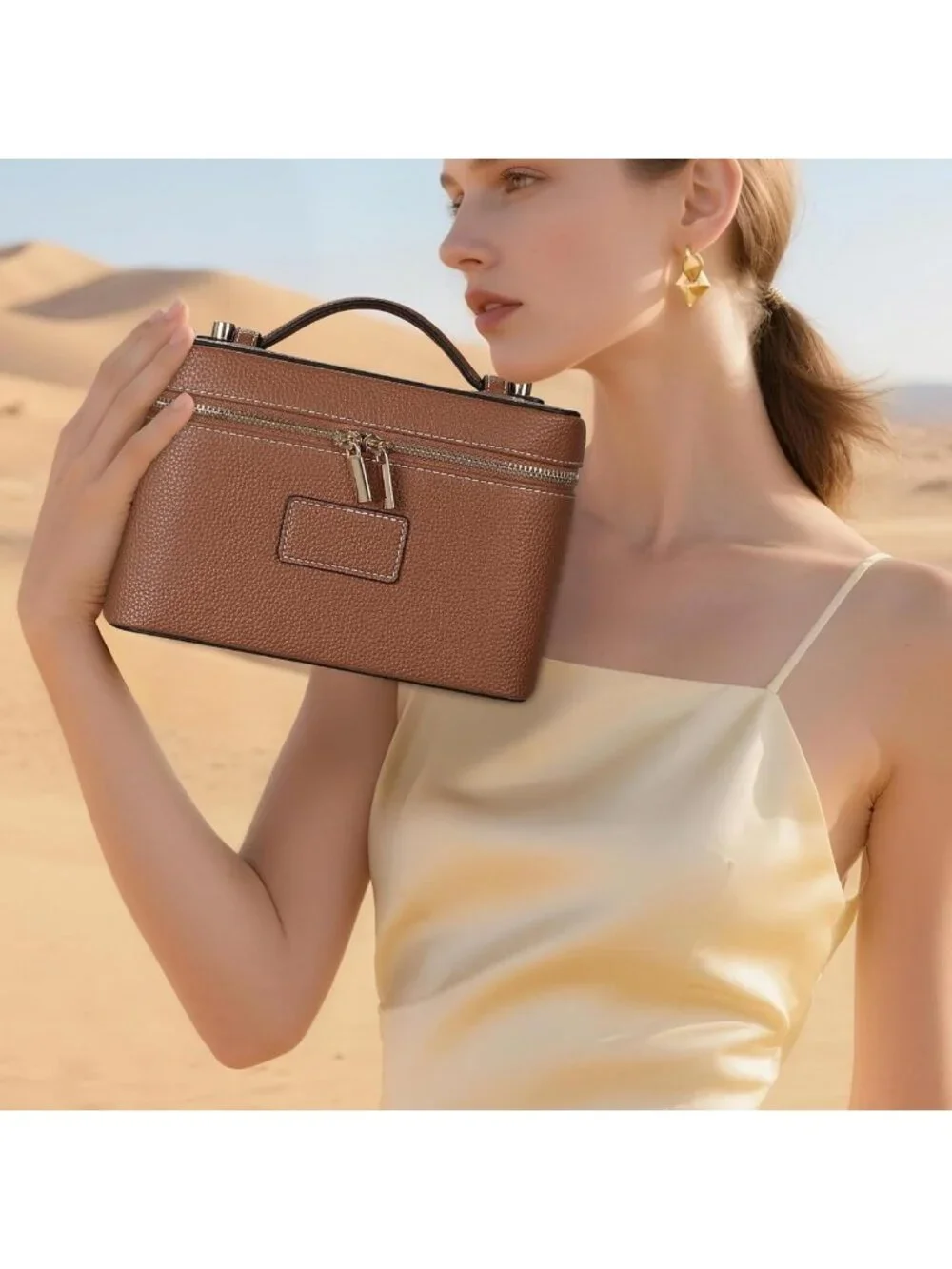Stylish Leather Makeup Bag & Vanity Case - Portable Travel Toiletry Organizer